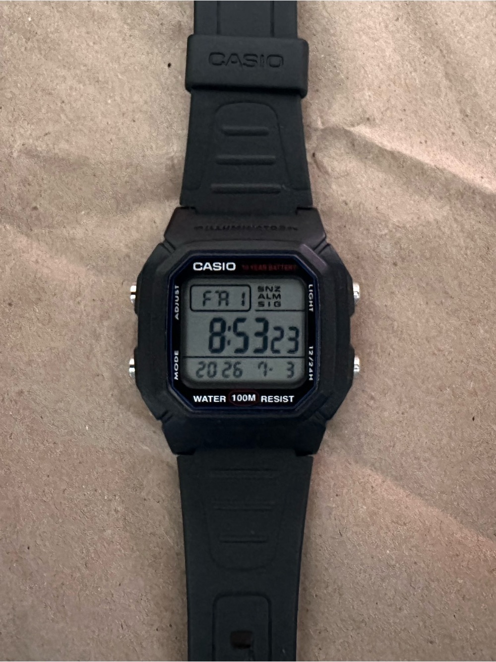 Casio Black Digital Resin Watch with Gray LCD